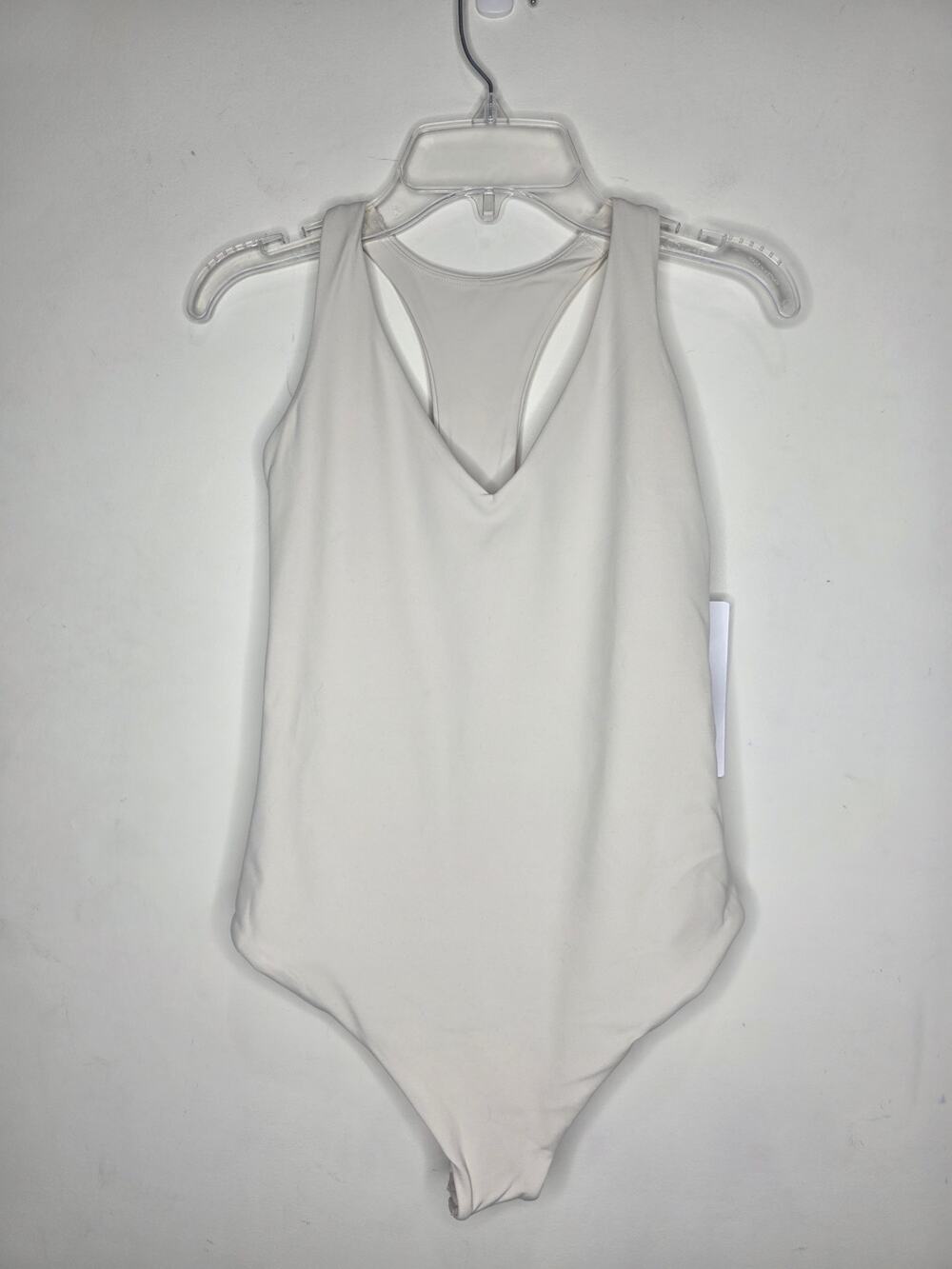 NWT Athleta Transcend V Neck thong bodysuit tank top - bone off white - small